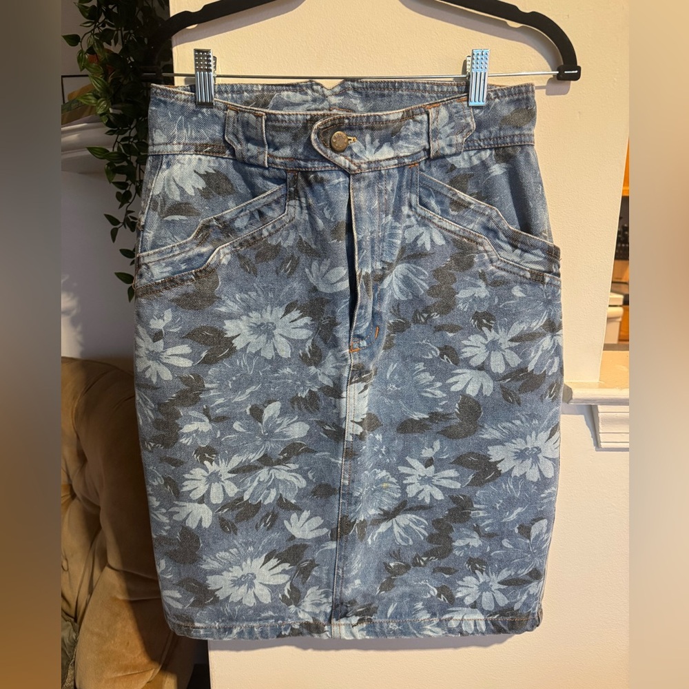 Floral Denim Skirt